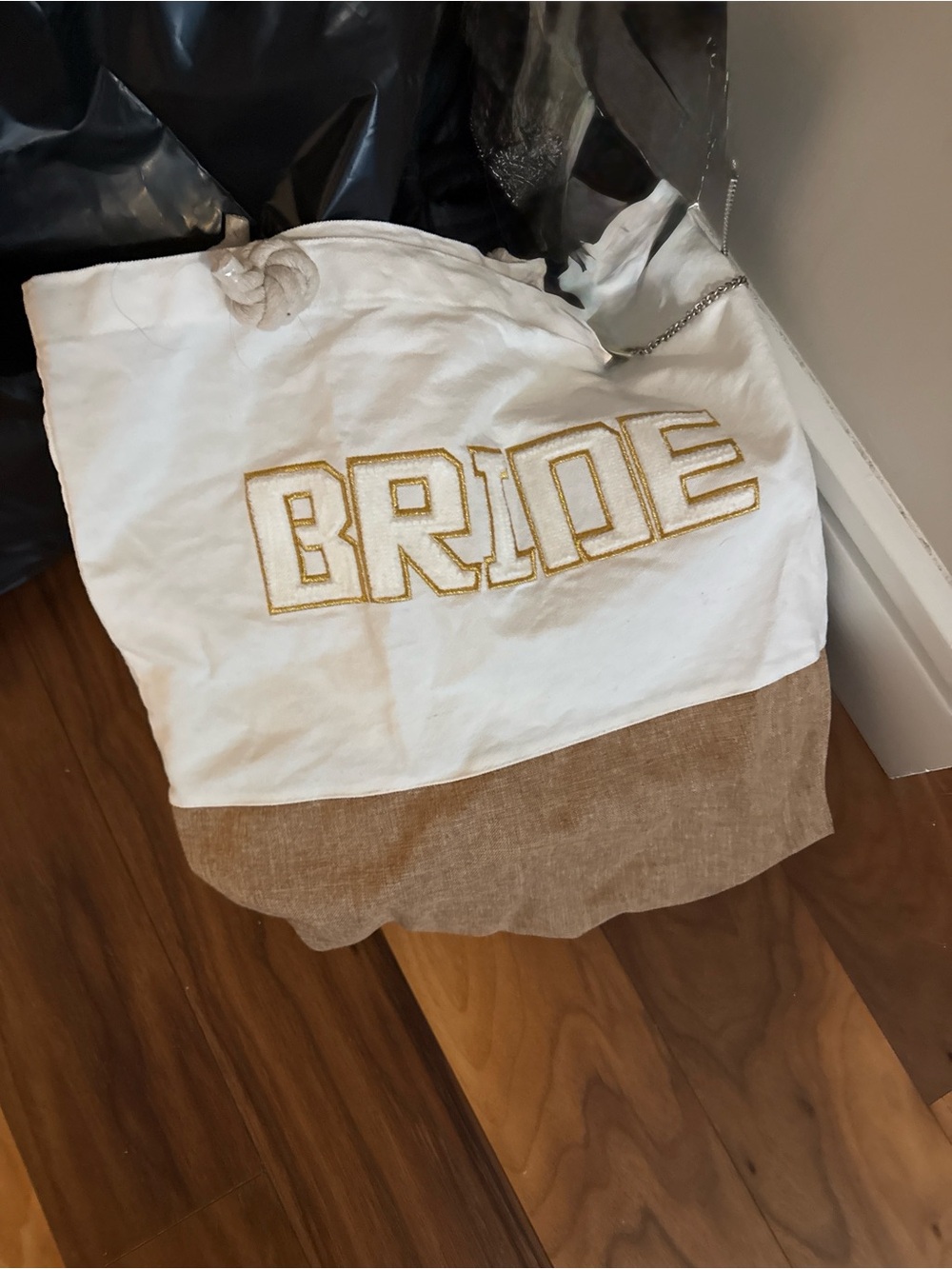 BRIDE Embroidered Two-Tone Canvas Tote